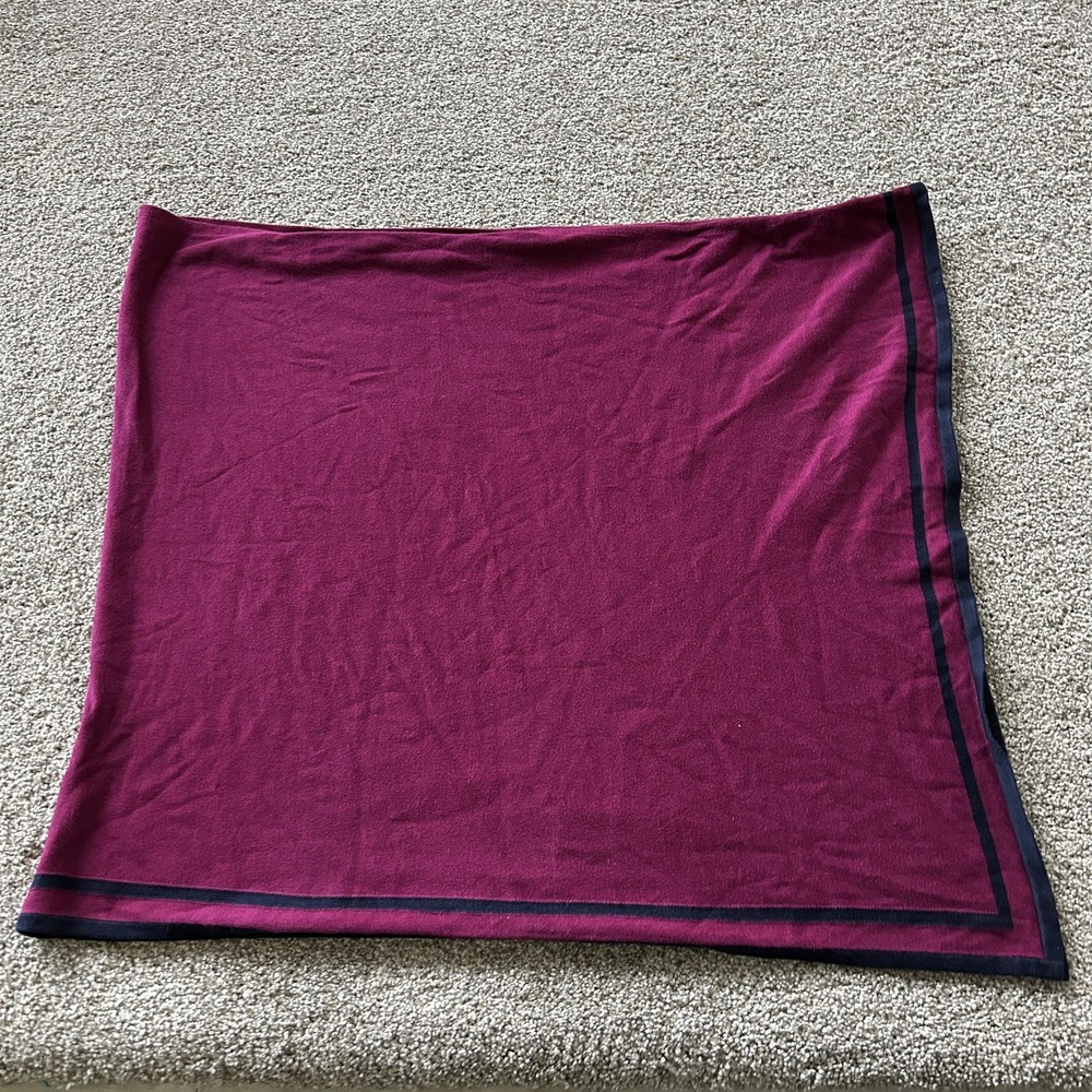 Talbots Scarf Womens L/XL Purple Knit Square Border Fall Winter Shawl Wrap